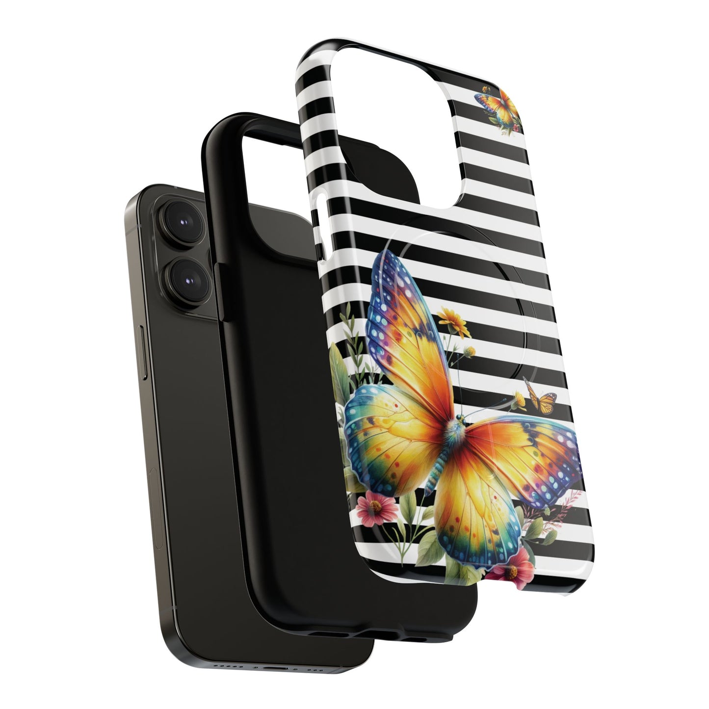 Botanic Flight Tough iPhone Magnetic Cases, Floral iPhone Cover, Stylish Tech Accessory, Gift for Nature Lovers, Butterfly Design, Unique Phone Protector