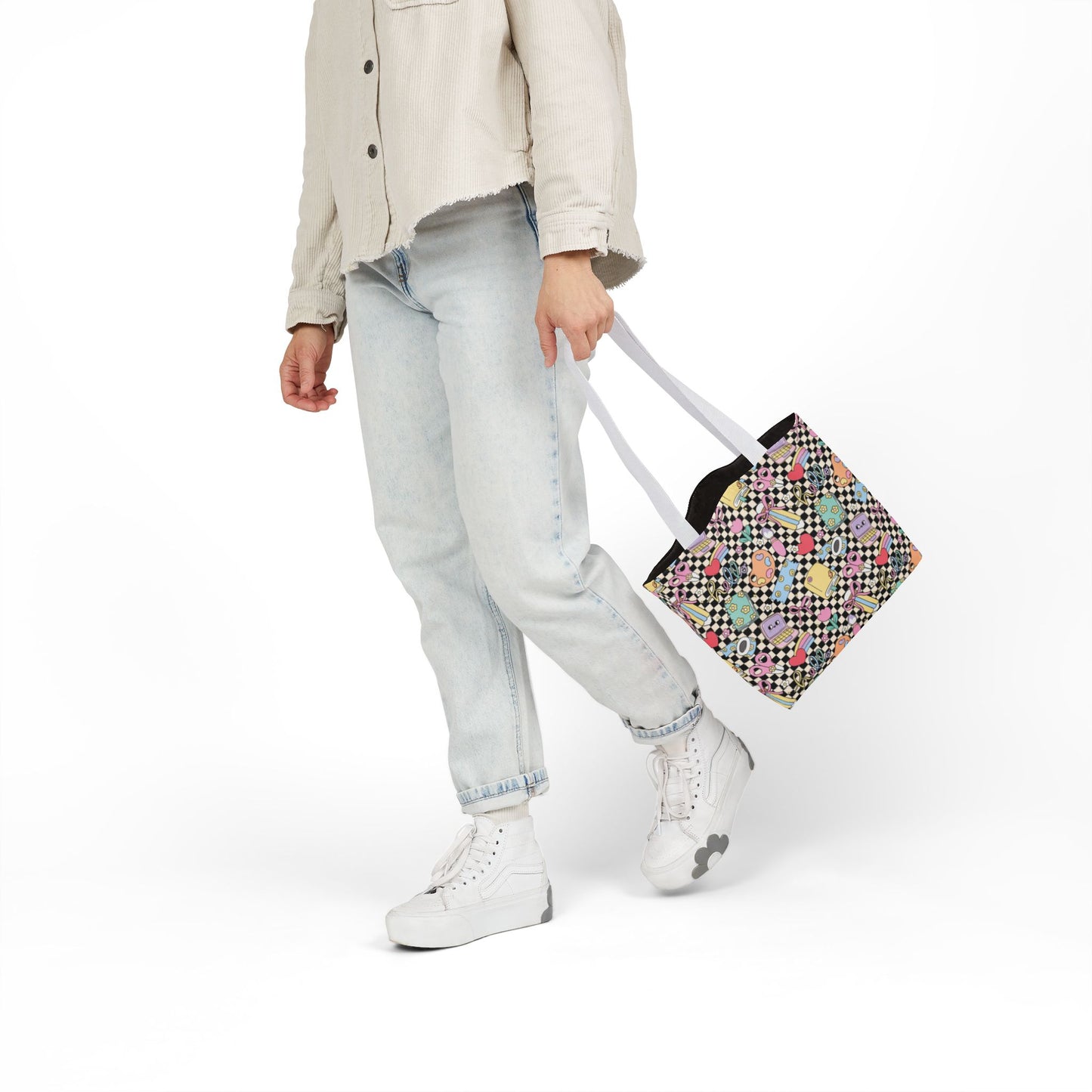 Personalized Black Doodle Daydream Composition Book Inspired Canvas Tote Bag with Colorful Straps, Cute School Bag, Eco-Friendly Tote, Back to School Shopping Bag, Teacher Gift Idea