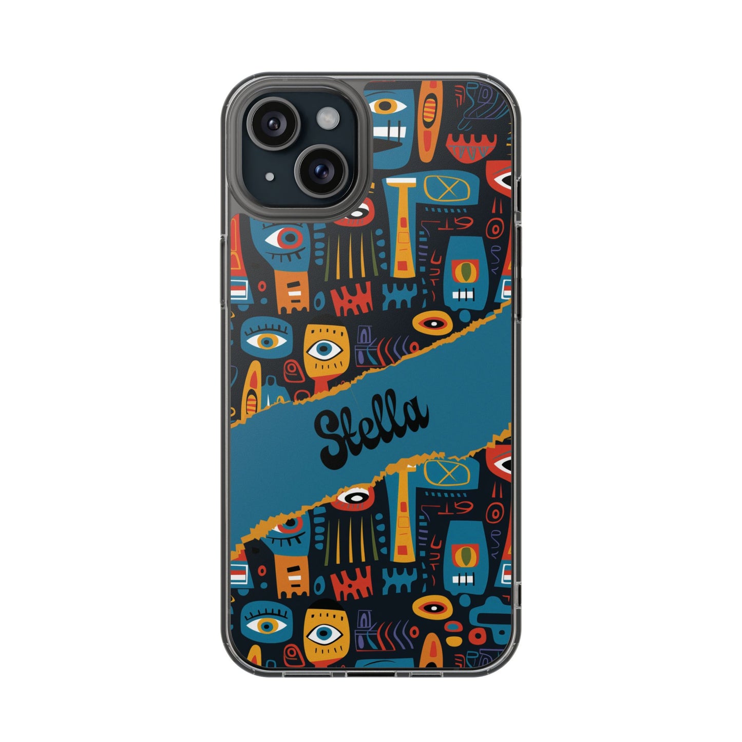 Phone Case — Colorful Abstract Faces Clear Impact-Resistant Case