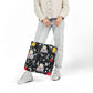 Personalized Black Composition Book Inspired Canvas Tote Bag with Colorful Straps, Cute School Bag, Eco-Friendly Tote, Back to School Shopping Bag, Teacher Gift Idea