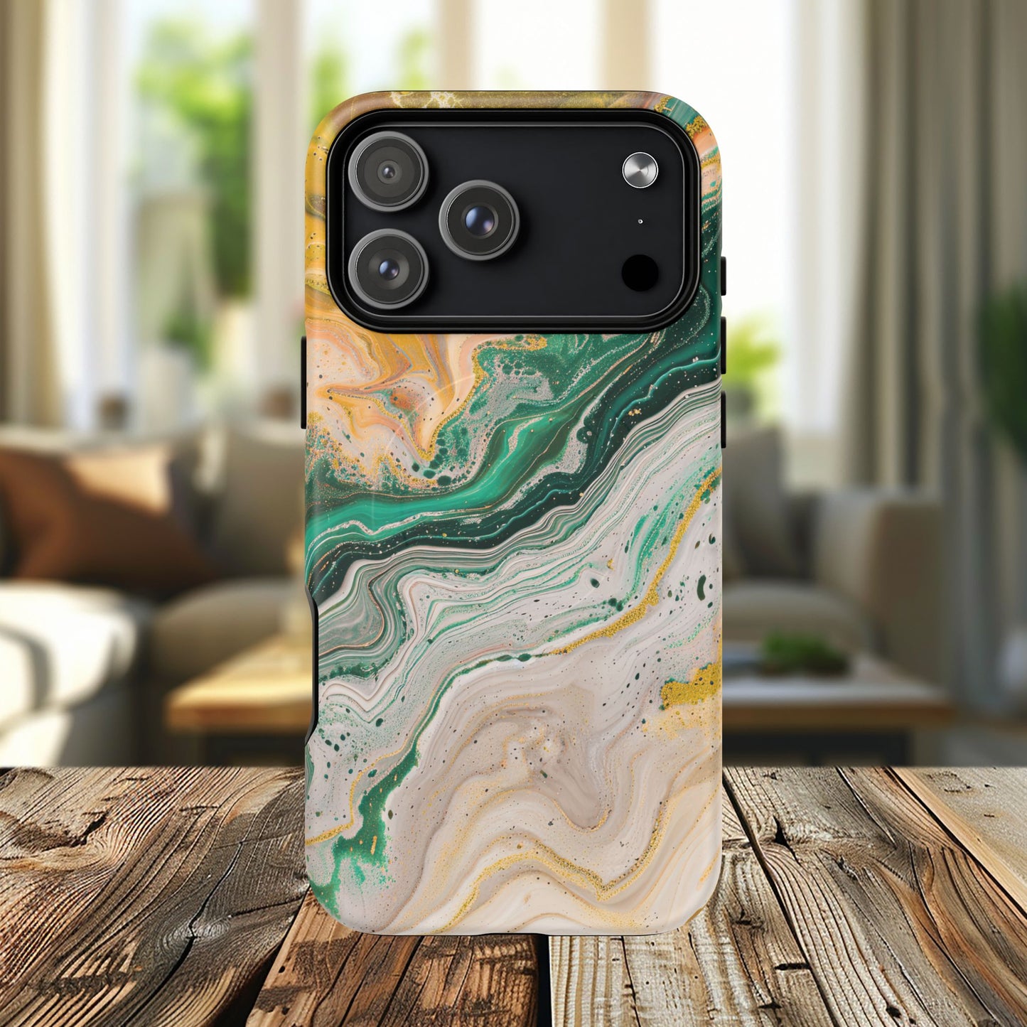 Magnetic iPhone Cases with Green Marble Design, Tough Magnetic Cases, iPhone Accessories, Gift for Her, Trendy iPhone Cover