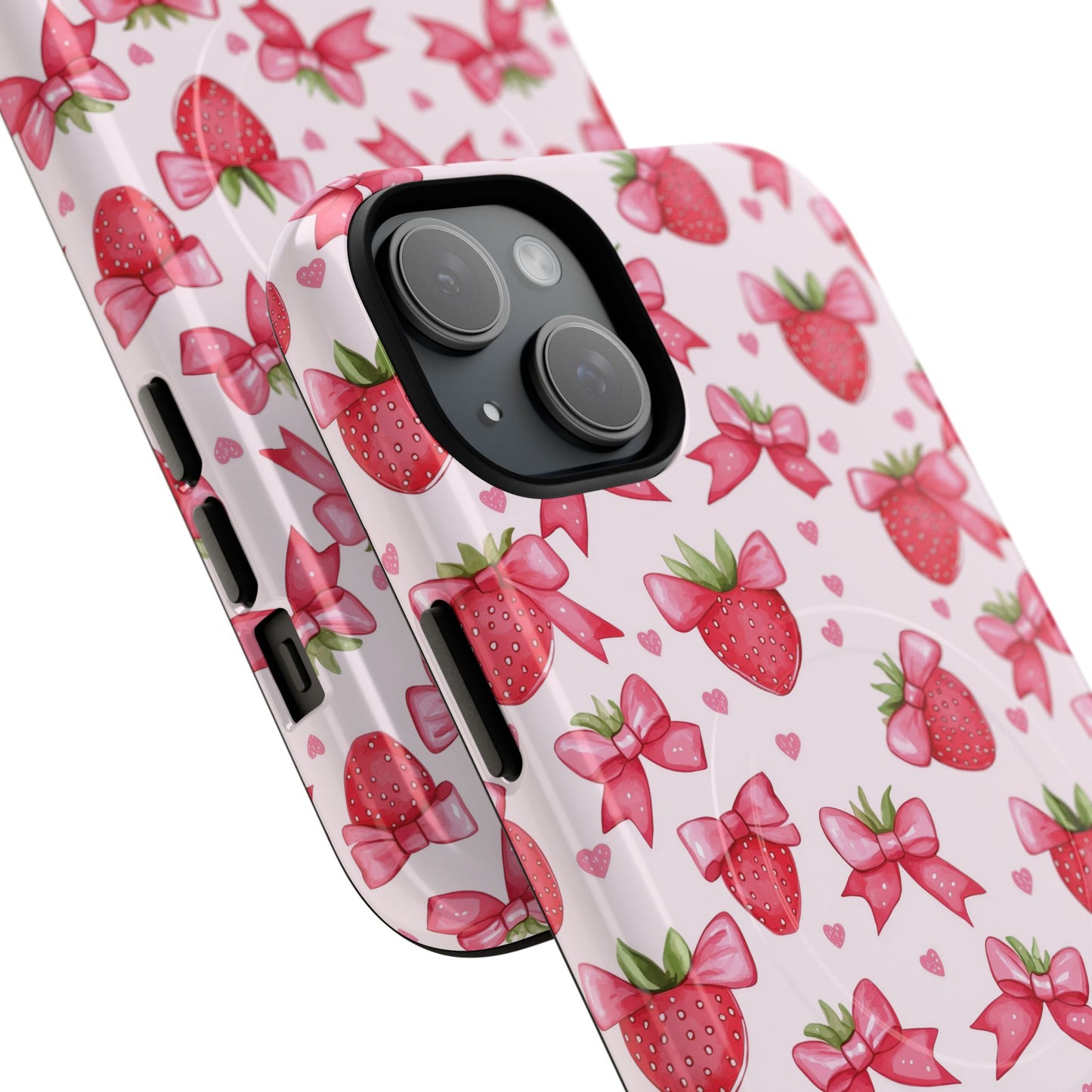 Strawberry Coquette Sweetheart Magnetic iPhone Case, Cute iPhone Cover, Gift for Her, Floral Tech Accessory, Stylish Protection, Mother's Day Gift