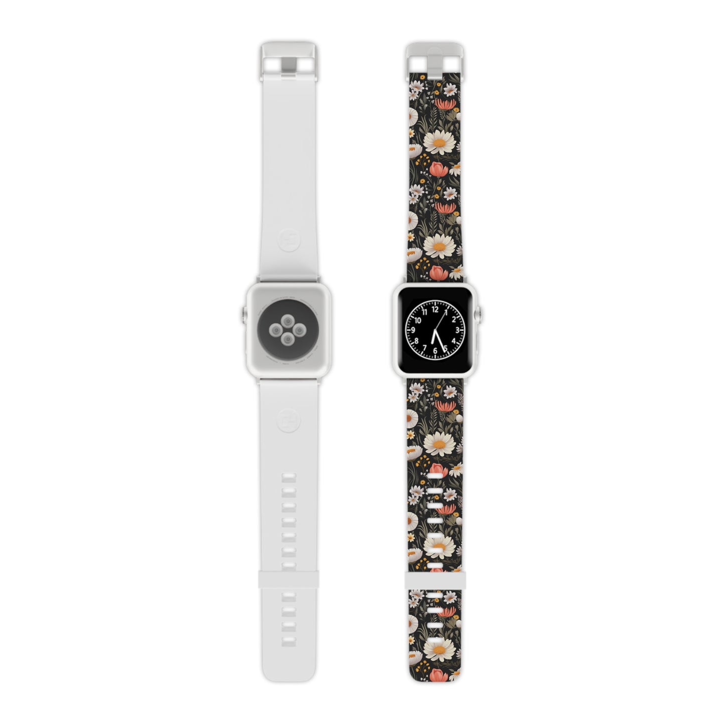Blossom Elegance: Noir Garden Floral Pattern Apple Watch Band - Stylish & Comfortable