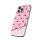 Personalized Cherry Blossom Dreams Flexi Case — Pink Retro Cherry iPhone® 7/8, 11, 12, 13, 14, 15, 16, 17, X/XS, SE, XR, Mini, Pro, Pro Max, Plus Cases.