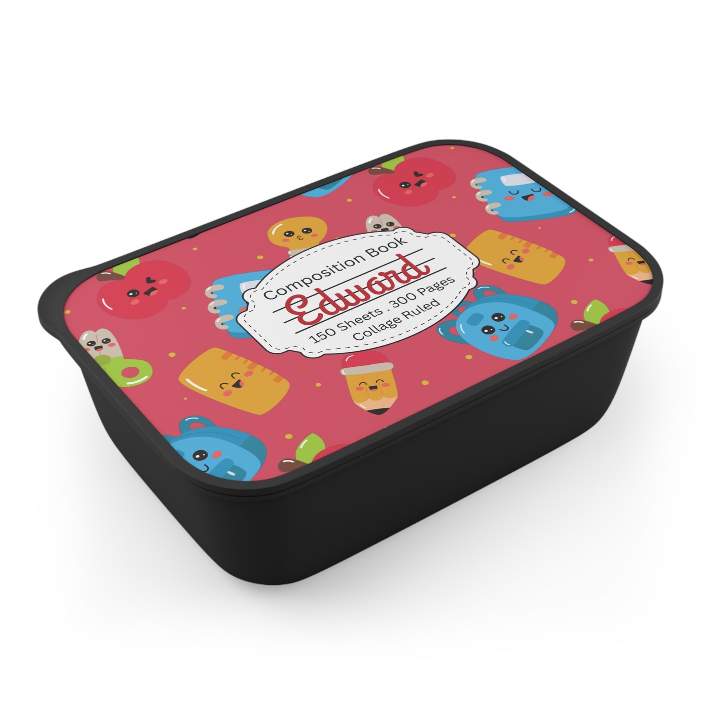 Personalized Kawaii Composition Book Composition Book Inspired Bento Box, Fun Lunch Container, School Lunch, Meal Prep, Kids' Utensils, Back to School, Child's Lunchbox