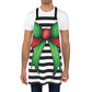 Striped Green Bow Apron with Detachable Straps - Lightweight Cooking Accessory