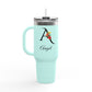 Personalized Floral Initial 40oz Travel Mug