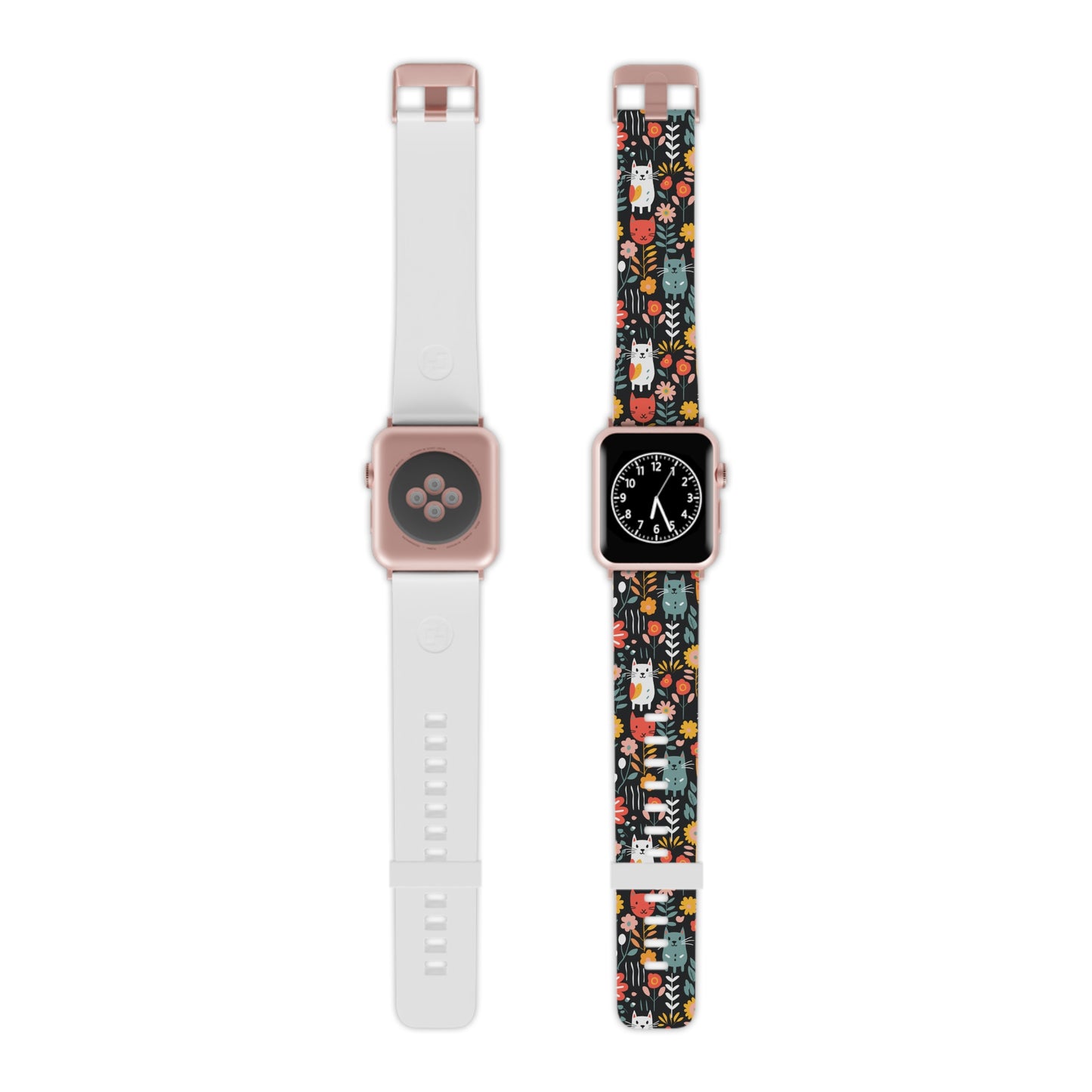 Whimsical Feline Garden Apple Watch Band - Colorful Patterned Strap for Pet Lovers
