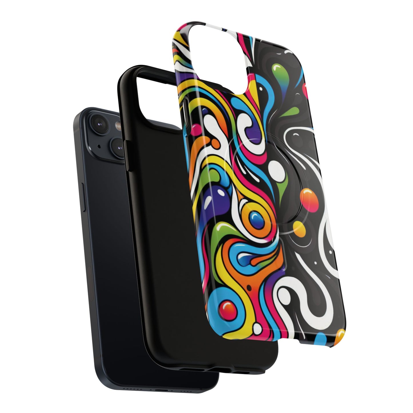 Vibrant Yin Yang Pop Splash Tough Magnetic iPhone Cases, Bold Artwork, Customizable Protection, Gift for Tech Lovers, Colorful iPhone Accessories