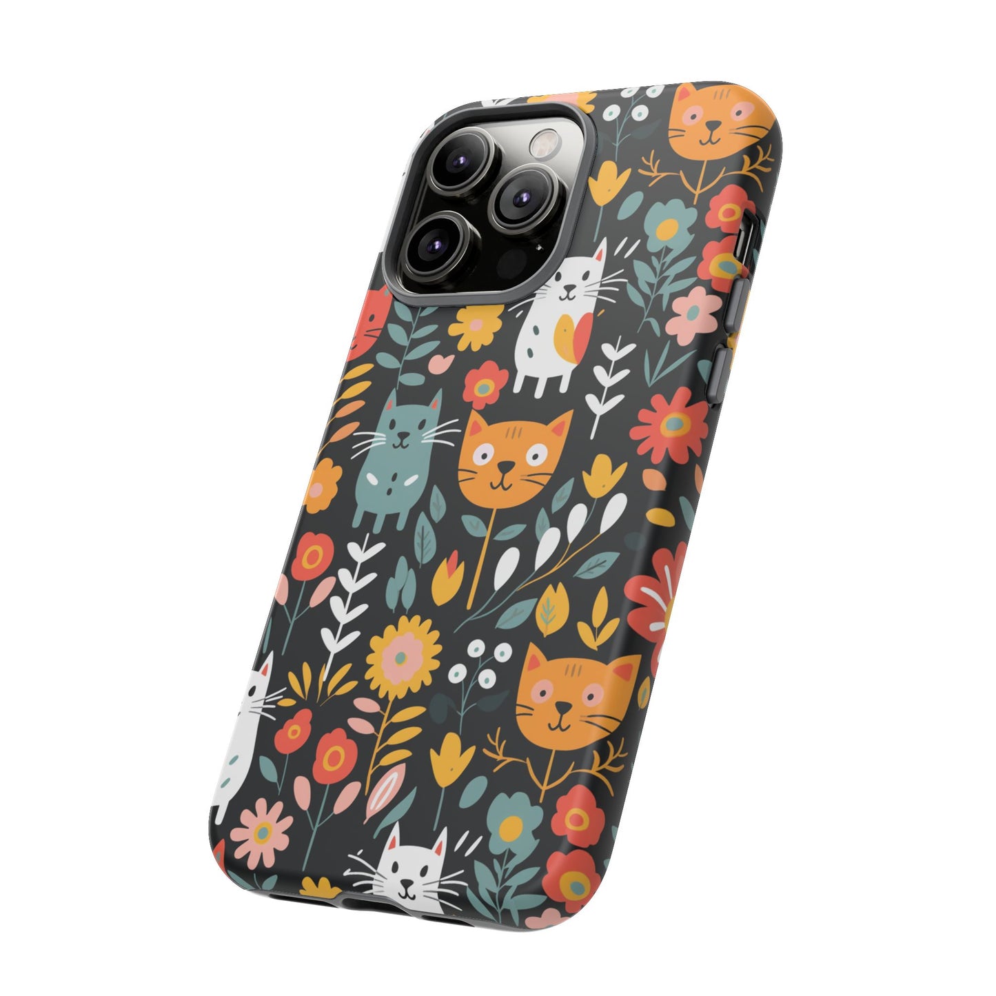 Whimsical Feline Garden iPhone, Samsung or Google Pixel Tough Cases