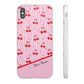 Personalized Cherry Blossom Dreams Flexi Case — Pink Retro Cherry iPhone® 7/8, 11, 12, 13, 14, 15, 16, 17, X/XS, SE, XR, Mini, Pro, Pro Max, Plus Cases.