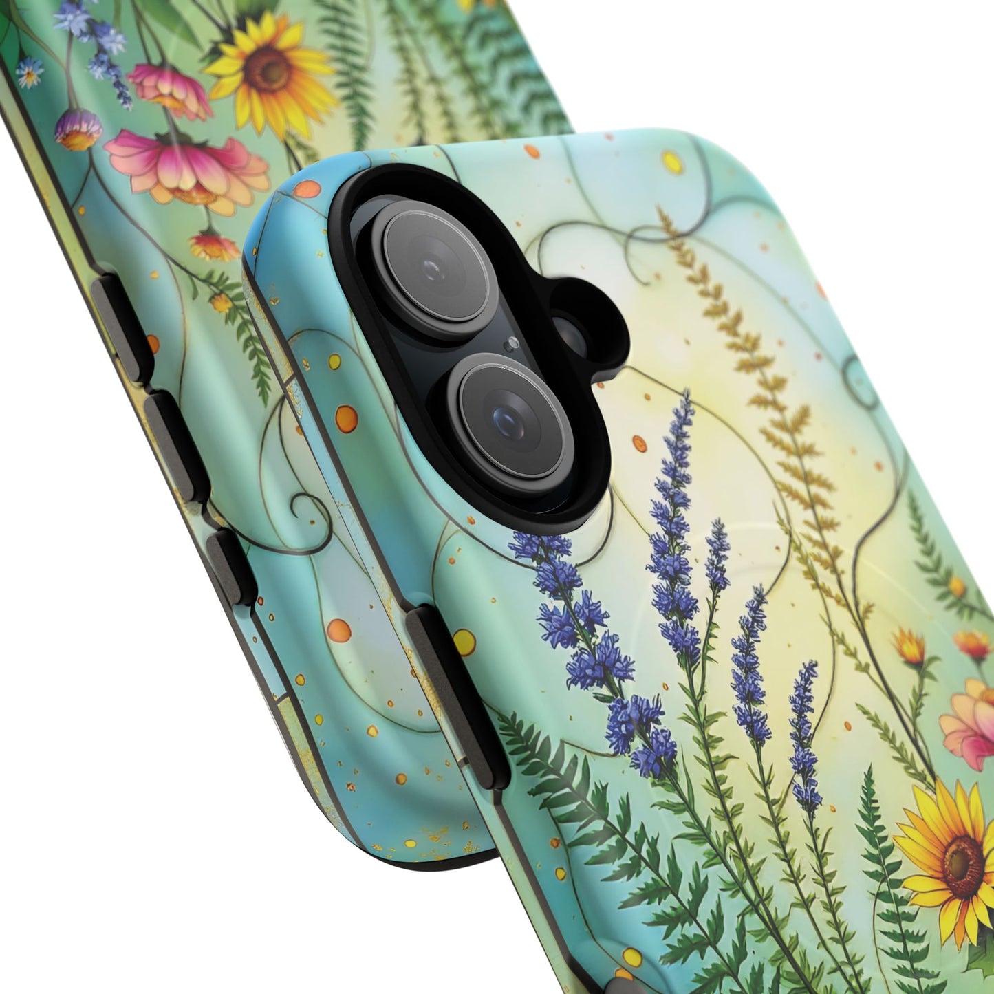Floral Stained Harmony Glass Tough Magnetic Phone Case | Nature Inspired Design | Durable Protection | Gift for Nature Lovers | Spring Vibe