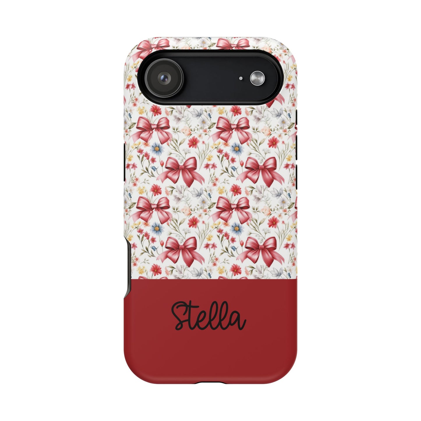 Personalized Rosette Coquette Floral Bow iPhone and Samsung Impact-Resistant Case — Custom Name Case