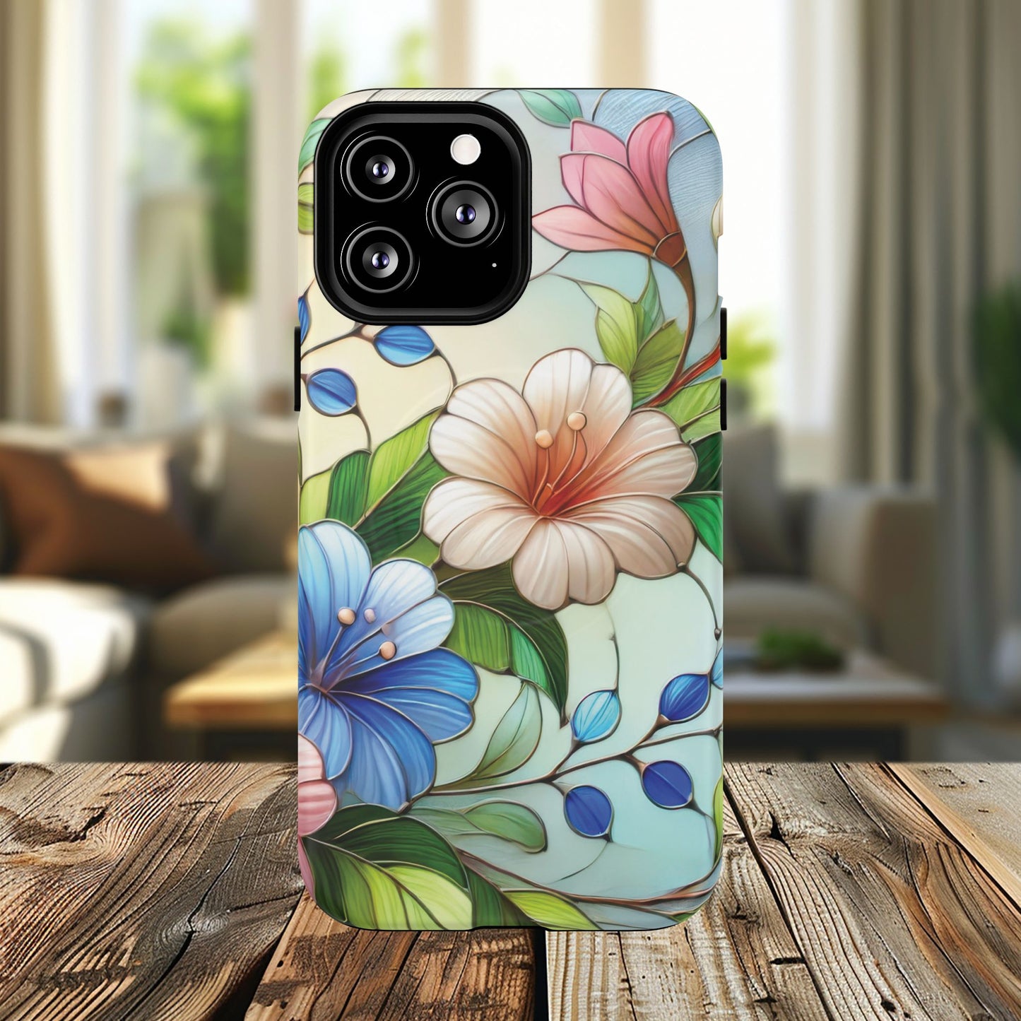 Rose Petal Mosaic Tough iPhone Magnetic Case, Durable Protection, Stylish iPhone Design, Gift for Her, Nature Lover, Unique Stained Glass  Accessory