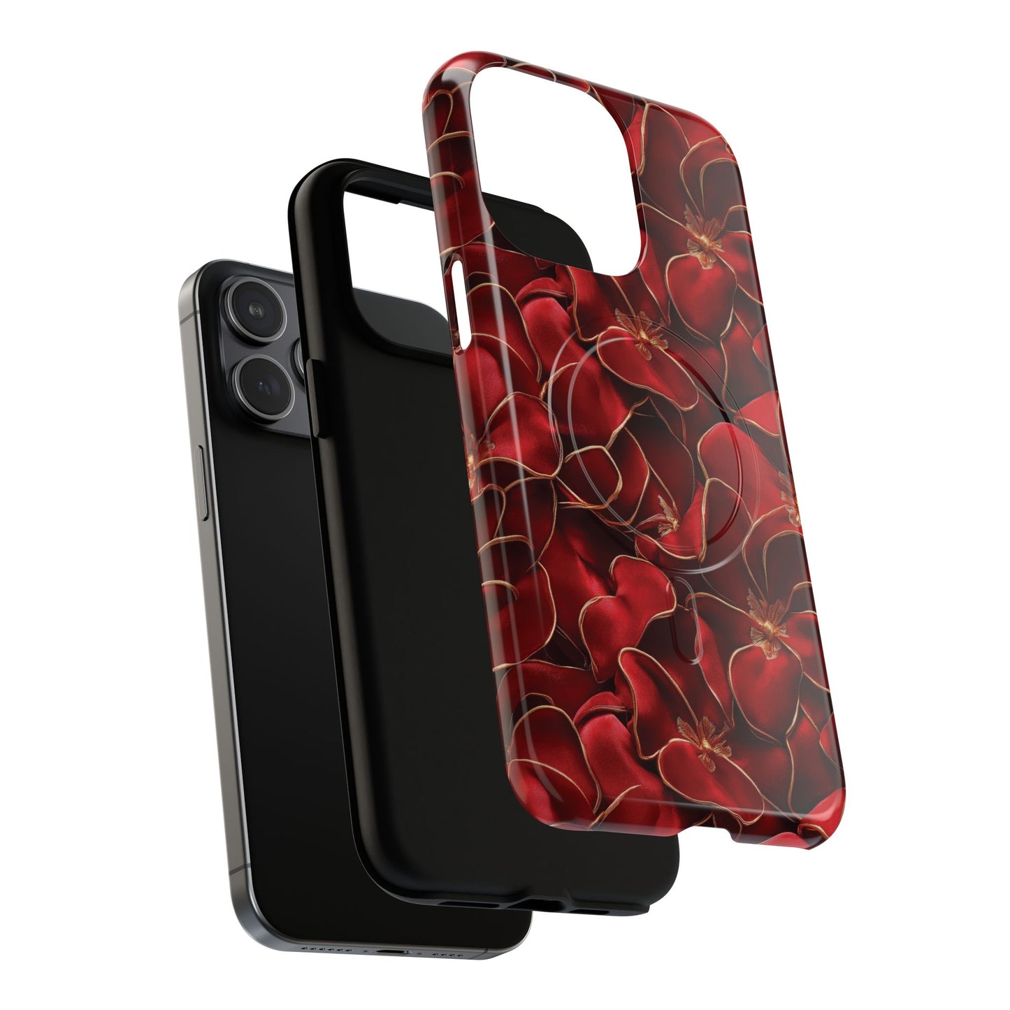 Crimson Bloom Tough iPhone Magnetic Case, Protective iPhone Case, Stylish iPhone Cover, Gift for Her, Mother's and Birthday Gifts, Unique Floral Accessories