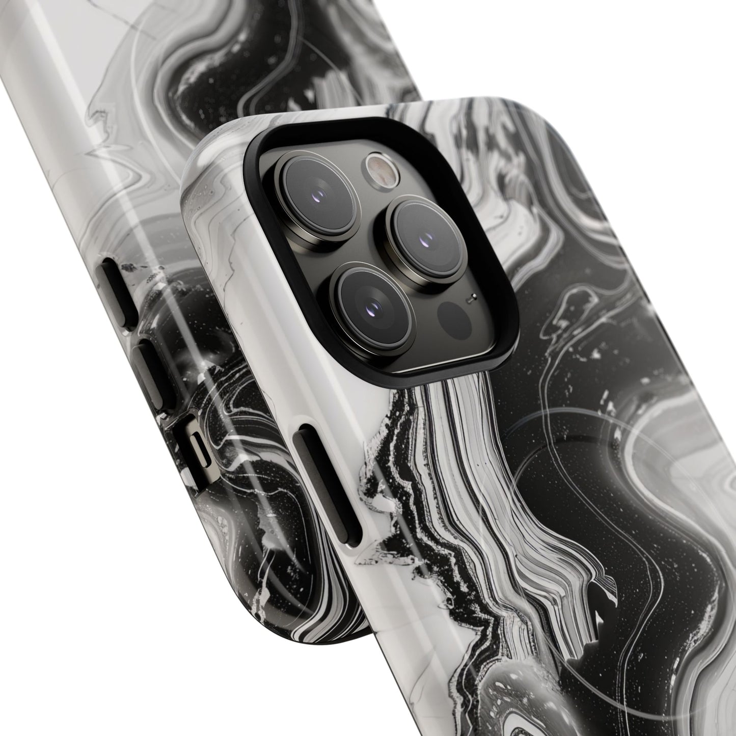 Black Marble Magnetic iPhone Case for Tough Protection, Stylish iPhone Mobile Accessory, Fashionable Gift, Unique Marble iPhone Design, Durable Smartphone Cover