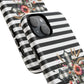 Grace in Bloom Tough Magnetic iPhone Case with Floral Cross Design, Boho iPhone Cover, Striped iPhone Case, Unique Religious Gift, Trendy Cell iPhone Accessory.