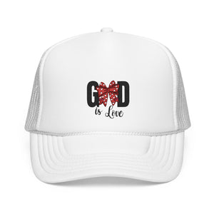 God is Love Embroidered Foam Trucker Hat - Faith-Based Fashion Accessory Gift