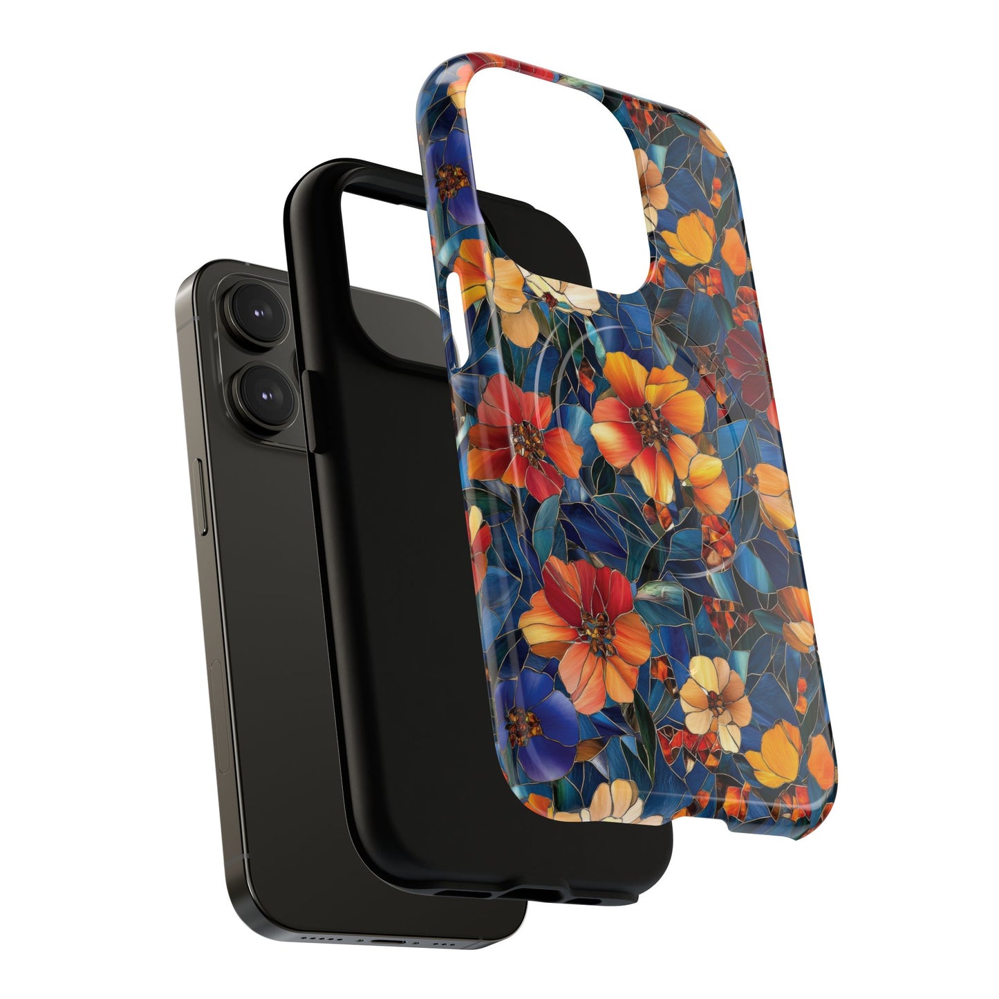 Cathedral Petals Tough Magnetic iPhone Case, Durable, Stylish, Unique Floral Design, Gifts for Her, Birthday, Everyday Use, Stained Glass iPhone Case.