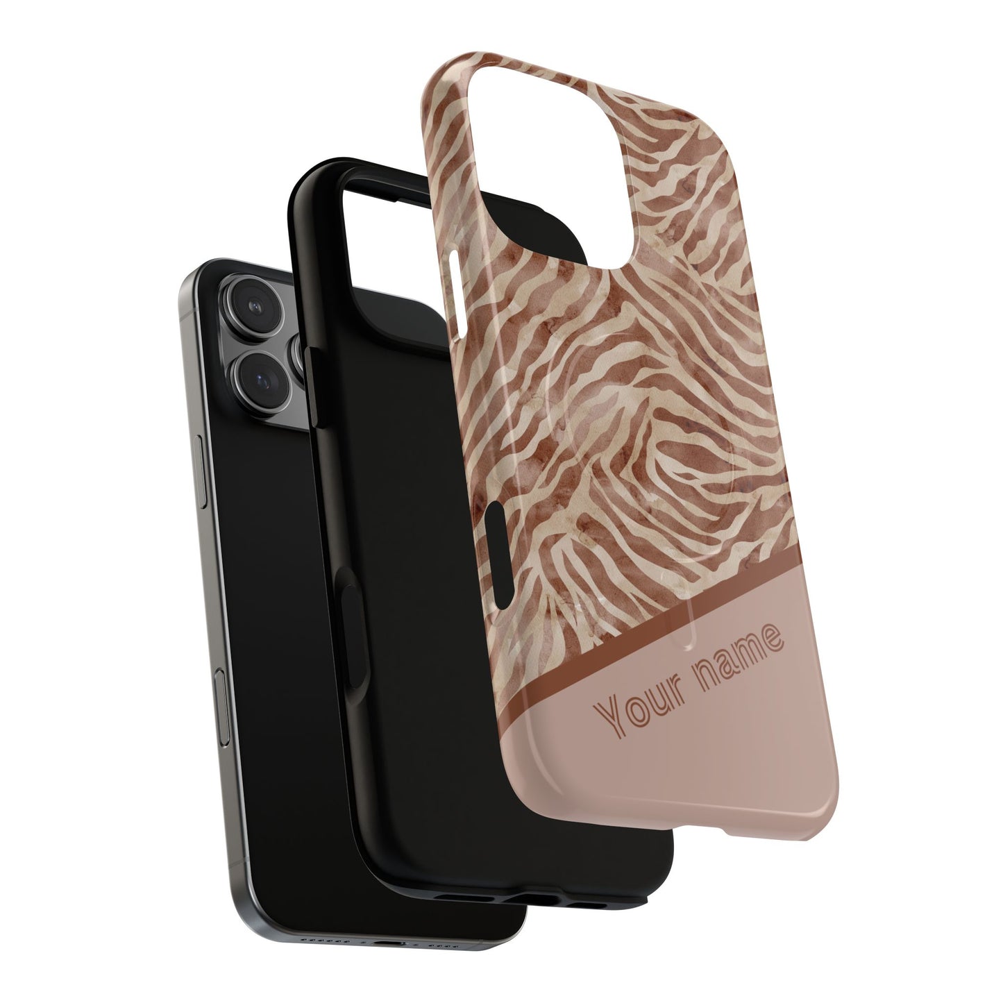 Personalized Zebra Print - Tough MagSafe® Magnetic Cases for Stylish Protection, Gifts for Wildlife Lovers, Trendy Accessories iPhone® 13, 14, iPhone 15, iPhone 16, iPhone 17, Pro, Pro Max, Plus Cases.