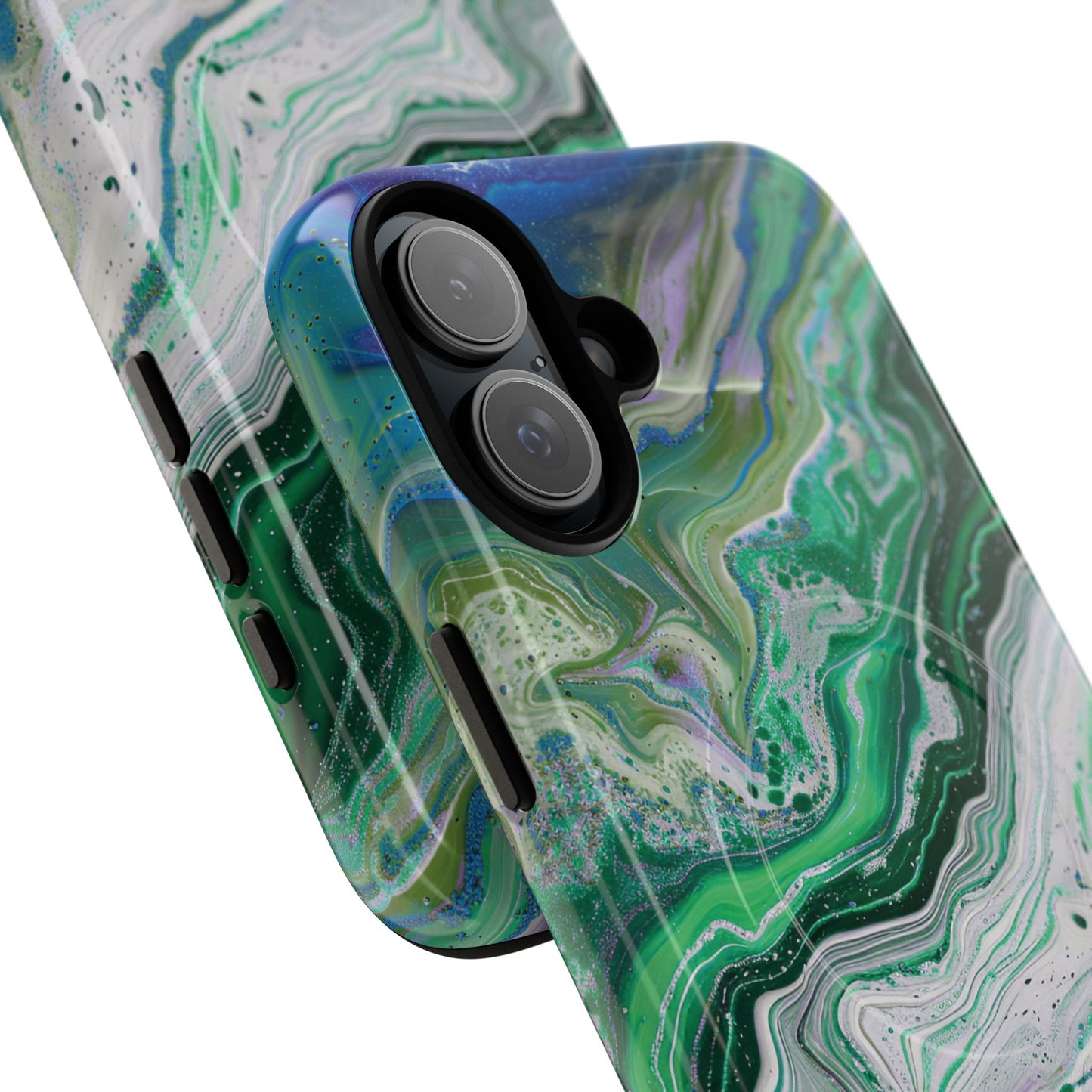 Marbled Tough iPhone Case, Magnetic Protector, Stylish Tech Accessory, Durable iPhone Cover, Unique Gift Idea