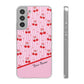Personalized Cherry Blossom Dreams Flexi Case — Pink Retro Cherry iPhone® 7/8, 11, 12, 13, 14, 15, 16, 17, X/XS, SE, XR, Mini, Pro, Pro Max, Plus Cases.