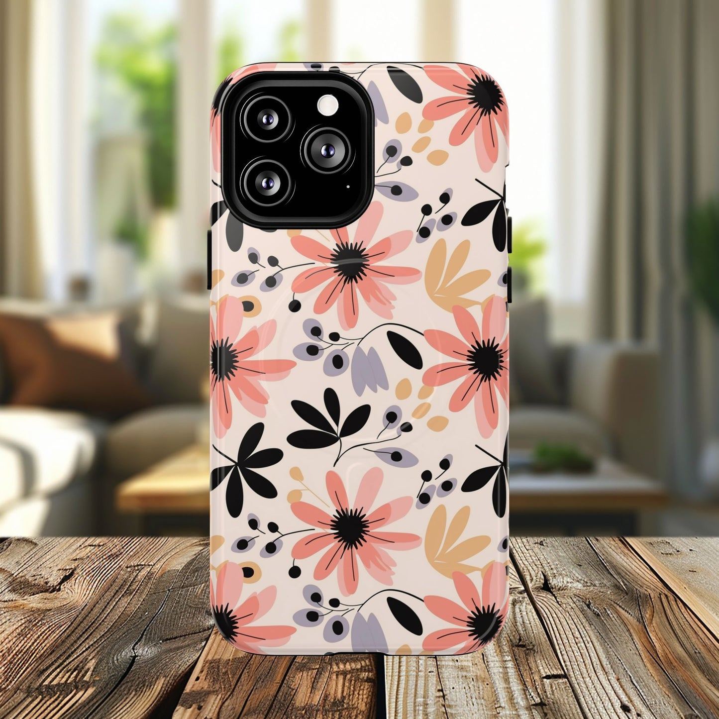 Stylish Soft Petal Noir iPhone Case, Floral iPhone Accessory for Her, Tough iPhone Magnetic Cases, Trendy iPhone Cover, Gift for Friends, Summer Vibes