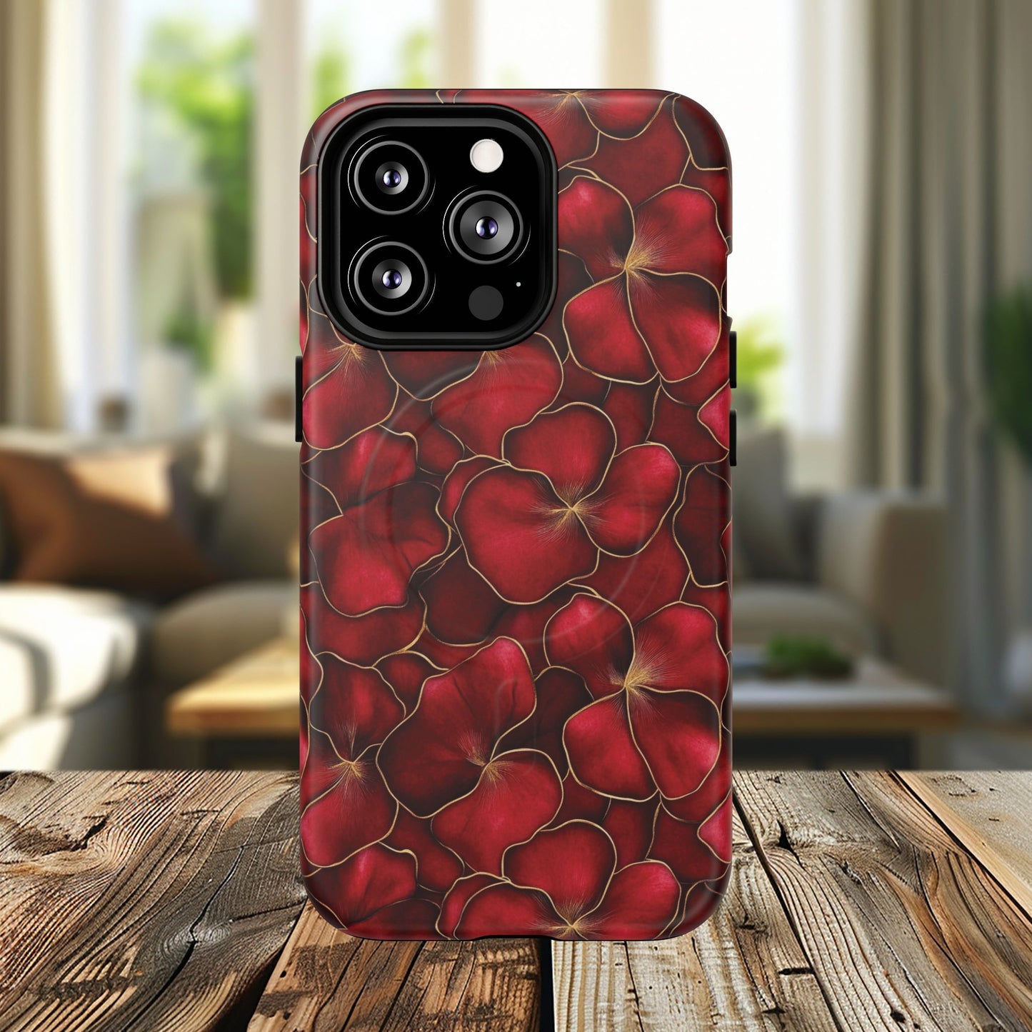 Velvet Petal Noir Tough iPhone Magnetic Case, iPhone Cover, Stylish Accessories, Gift for Her, Gift for Mother's, Floral Design, Protective iPhone Case
