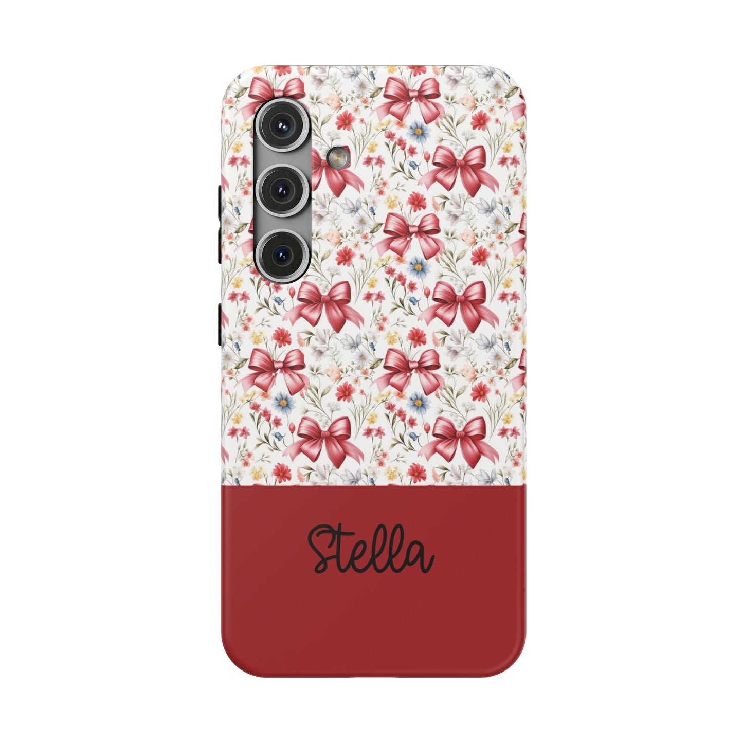 Personalized Rosette Coquette Floral Bow iPhone and Samsung Impact-Resistant Case — Custom Name Case
