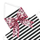 Striped Pink Bow Animal Print Chef Apron with Loop & Ties