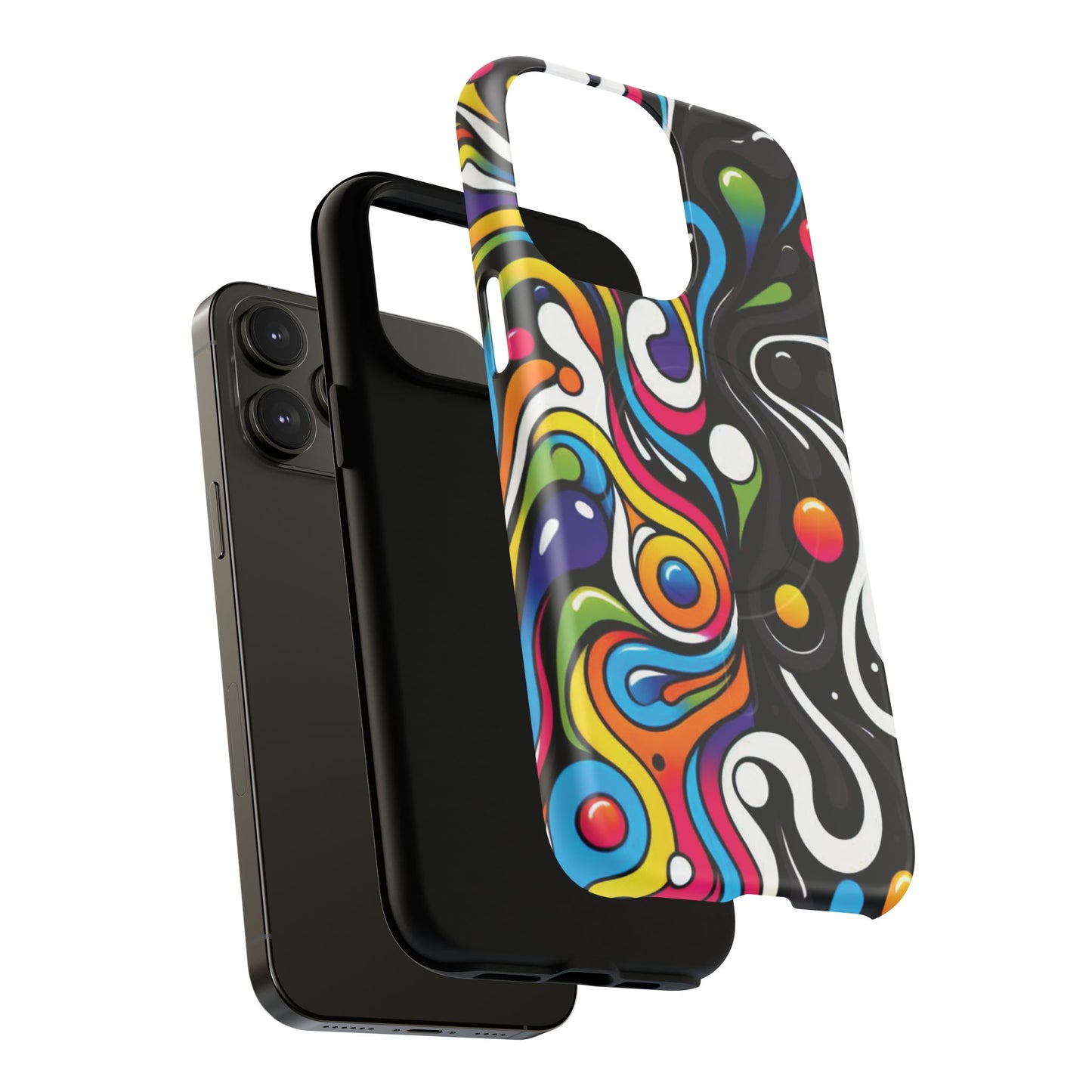 Vibrant Yin Yang Pop Splash Tough Magnetic iPhone Cases, Bold Artwork, Customizable Protection, Gift for Tech Lovers, Colorful iPhone Accessories