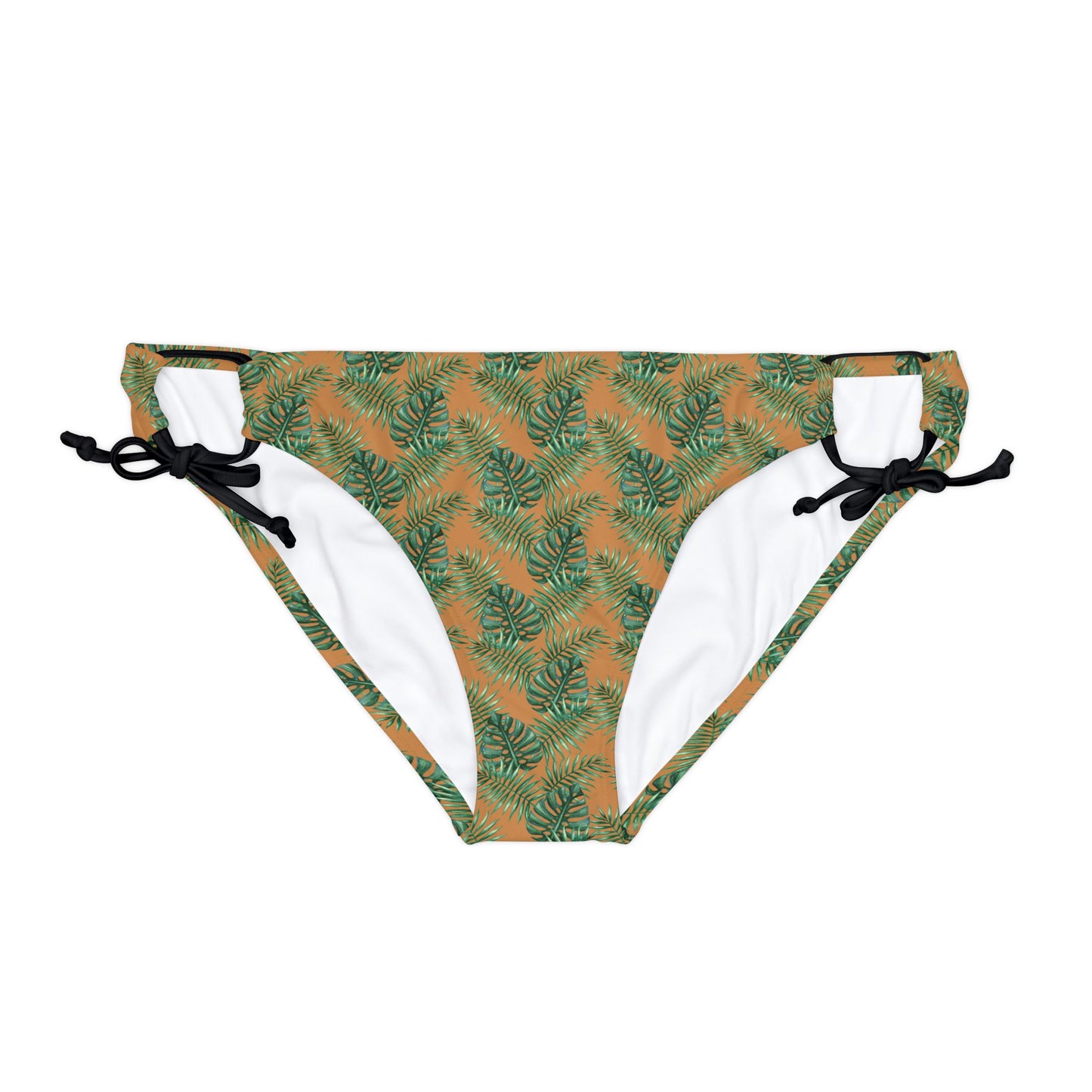 Brown Tropical Bliss Loop Tie Side Bikini Bottom (AOP)