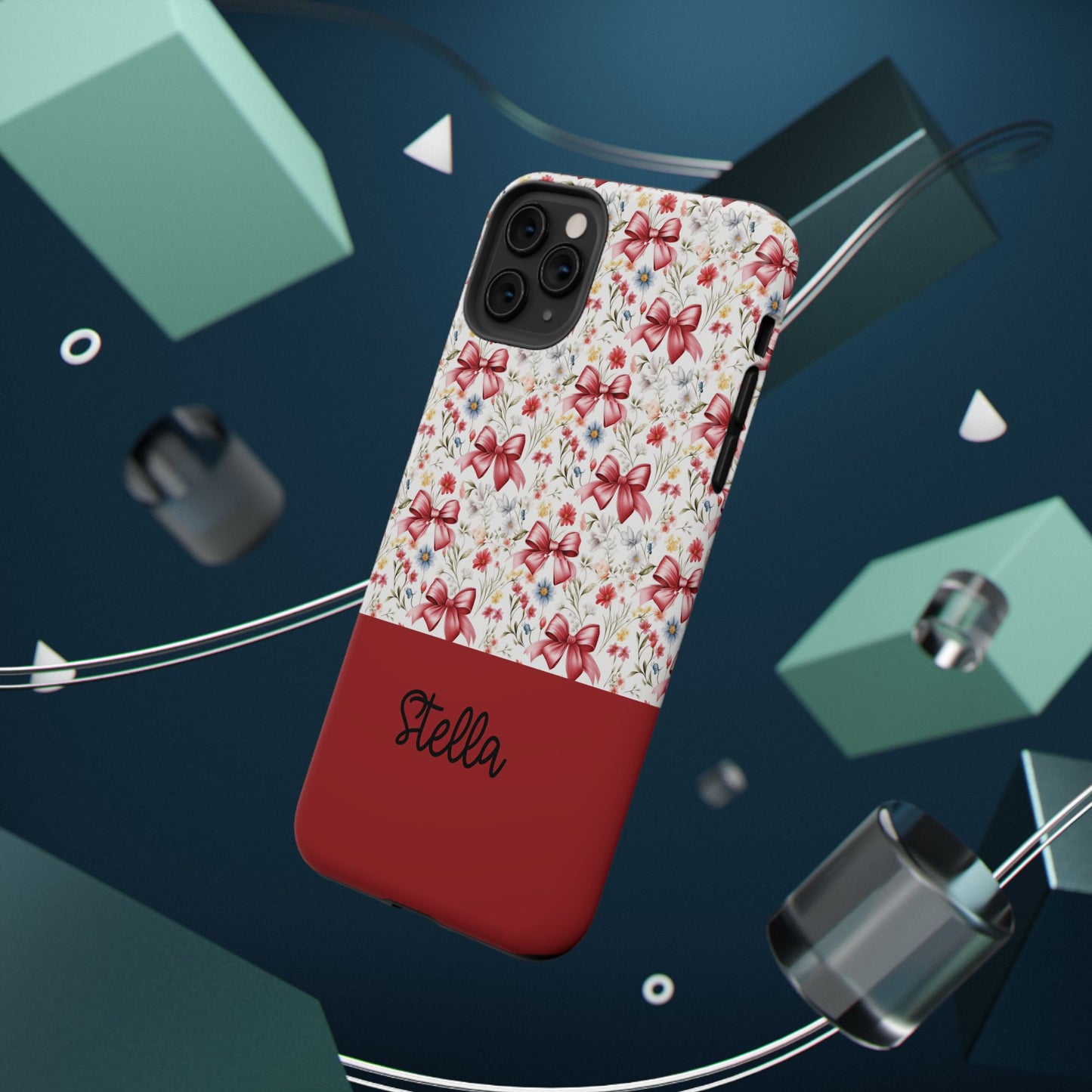 Personalized Rosette Coquette Floral Bow iPhone and Samsung Impact-Resistant Case — Custom Name Case