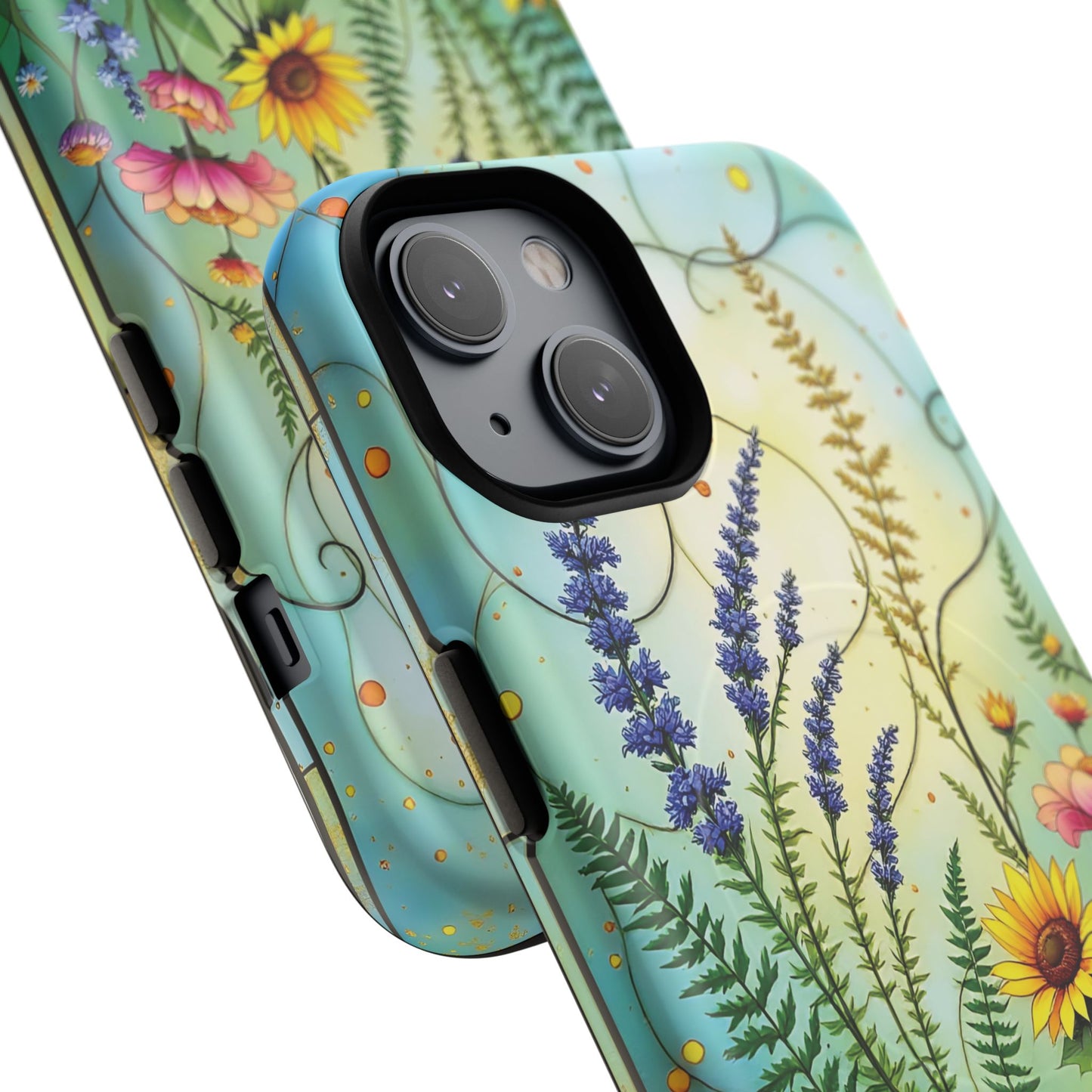 Floral Stained Harmony Glass Tough Magnetic Phone Case | Nature Inspired Design | Durable Protection | Gift for Nature Lovers | Spring Vibe