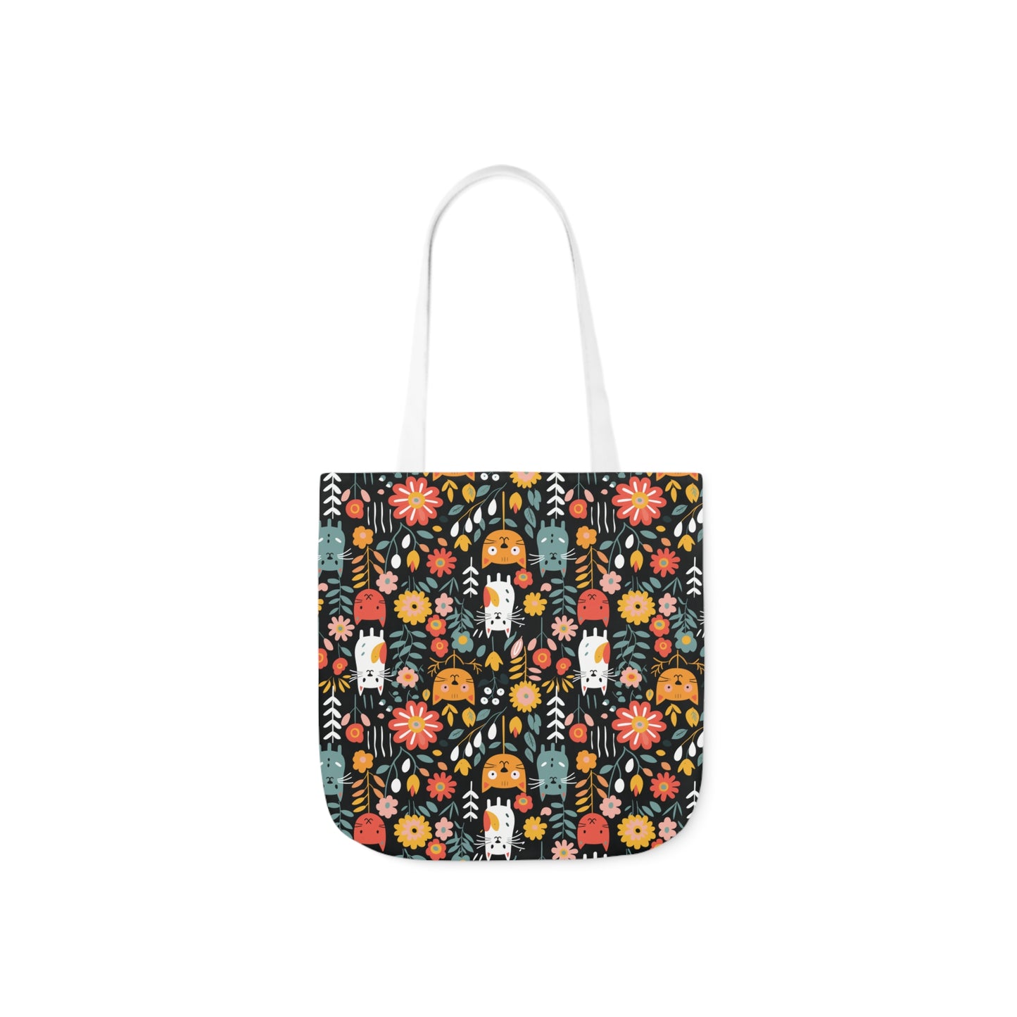 Whimsical Feline Garden Canvas Tote Bag