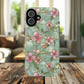 Aqua Bloom Serenity Tough iPhone Magnetic Cases, Cute Flower Design, Stylish Protection, Gift for Her, Trendy Accessories, iPhone MagSafe Accessory.