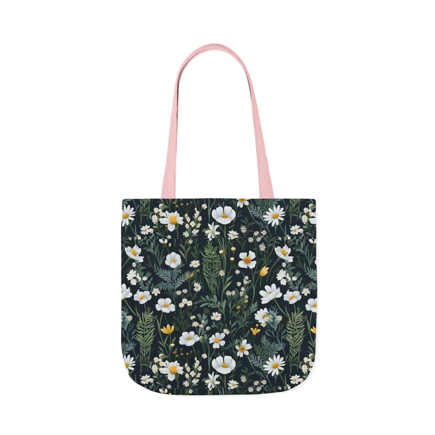 Daisy Delight Floral Canvas Tote Bag with 5-Color Straps | Eco-Friendly Shopping Bag