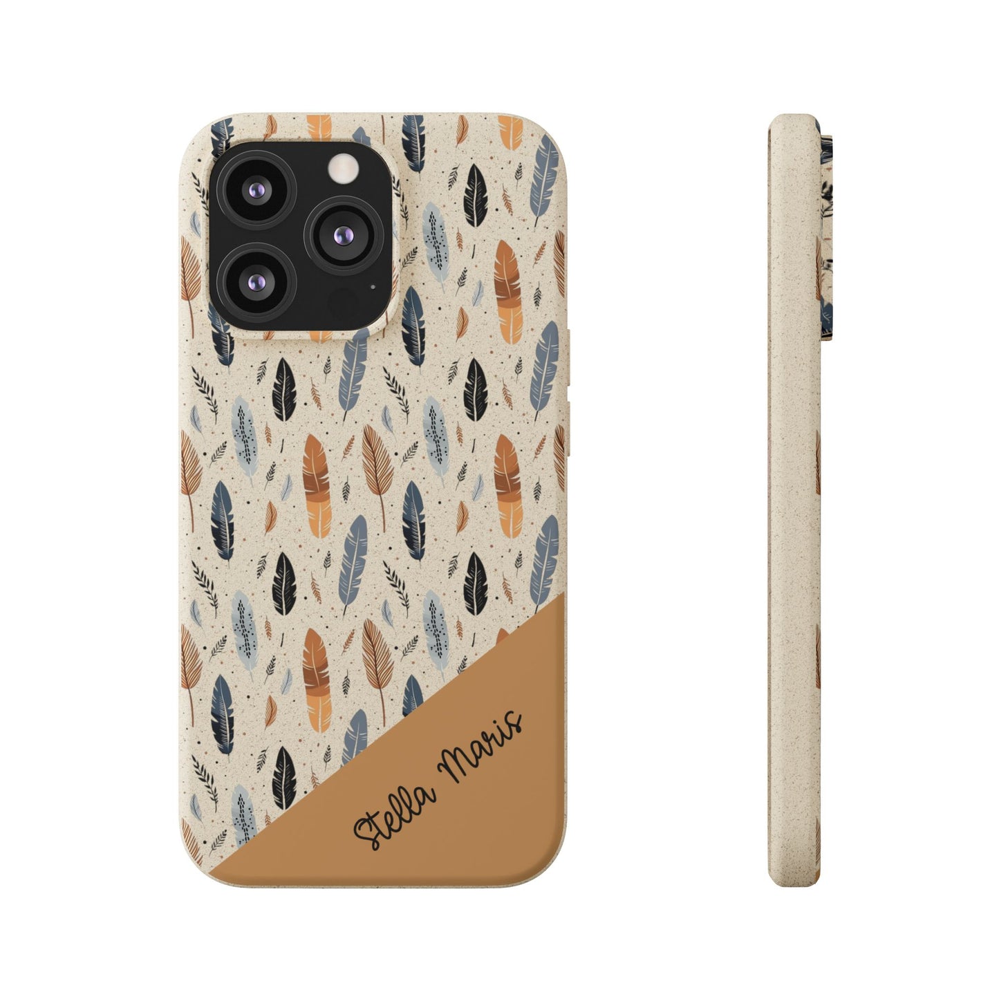 Personalized Whispering Feathers Samsung and iPhone Biodegradable Case, Custom Name Case.