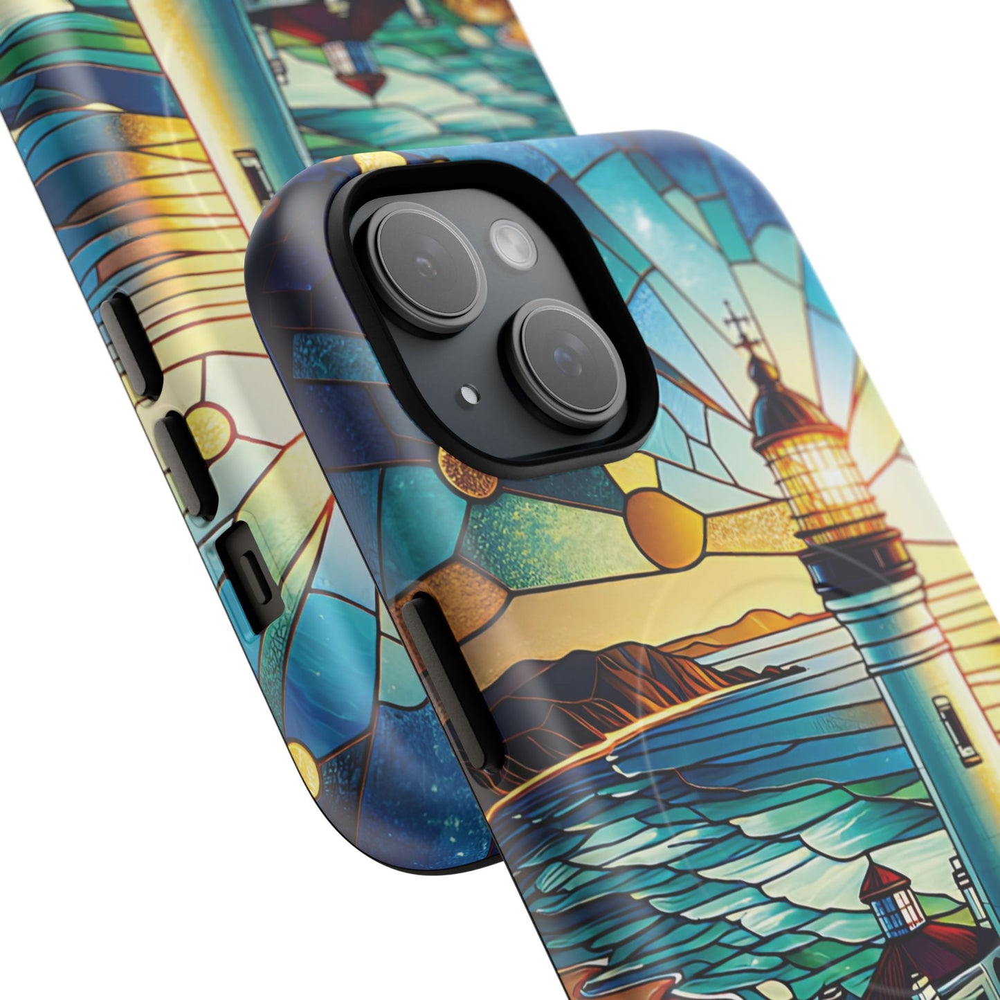 Stained Glass Lighthouse Phone Case - Tough Magnetic Cases, Unique Gifts for Nature Lovers, Beach Vibes, Travel Accessories, Coastal Decor