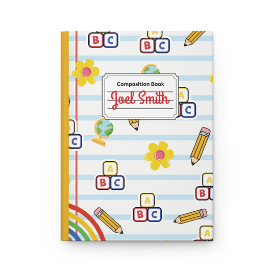 Custom White SchoolYard Chic Composition Book Inspired Ruled Hardcover Journal for Kids, Fun School Notebook, Customizable Composition Book, Back to School Gift, Learning Organizer