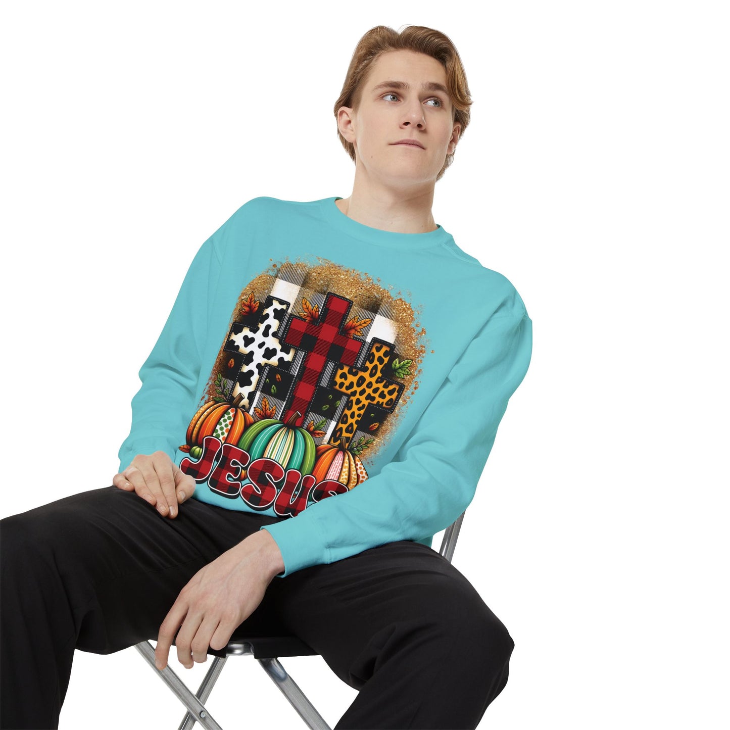 Faithful Harvest Cross Unisex Garment-Dyed Sweatshirt