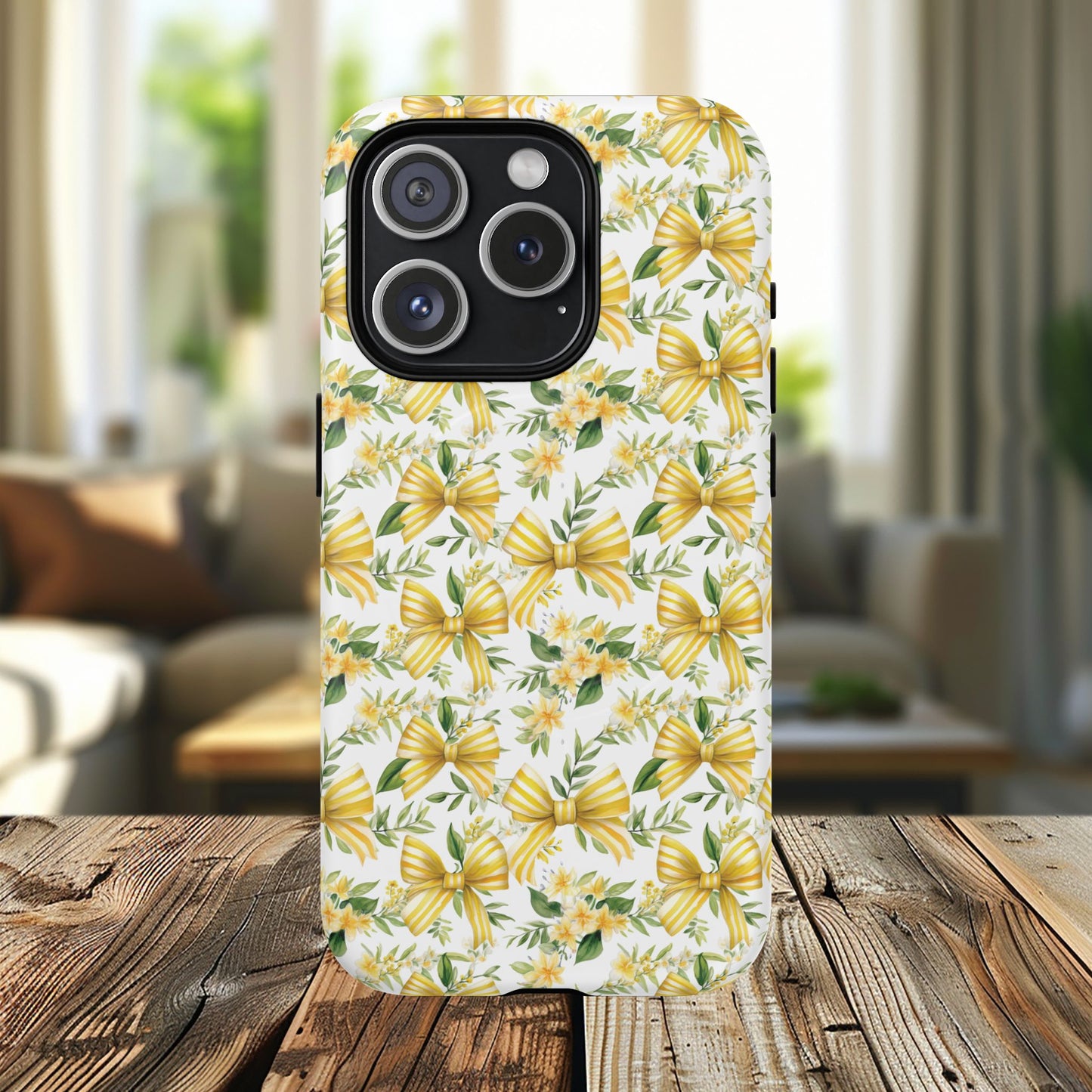 Sunshine Coquette Bows Tough Magnetic iPhone Case, Durable iPhone Cover, Girly Tech Accessory, Nature-Inspired Gift for Her, Spring Decor