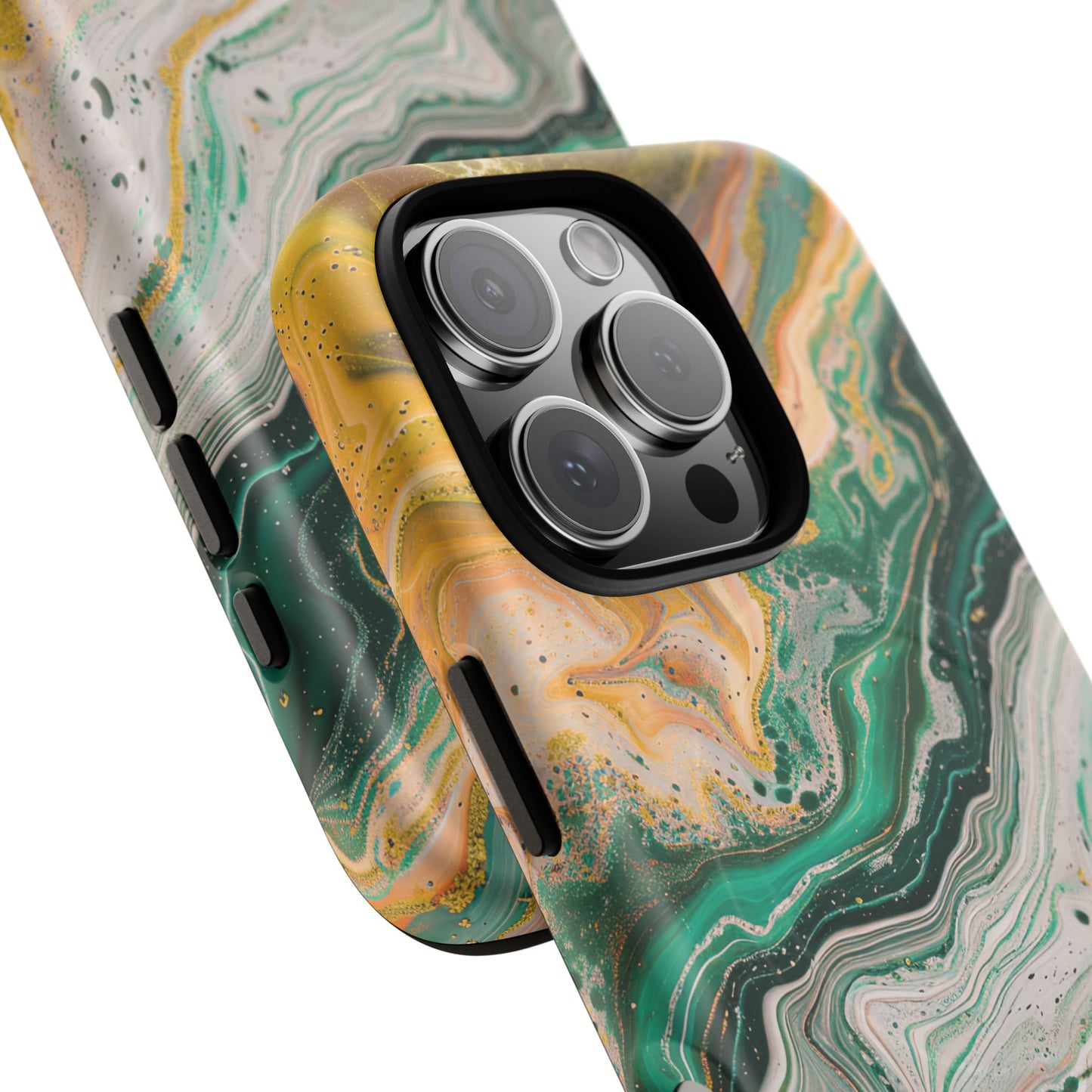 Magnetic iPhone Cases with Green Marble Design, Tough Magnetic Cases, iPhone Accessories, Gift for Her, Trendy iPhone Cover