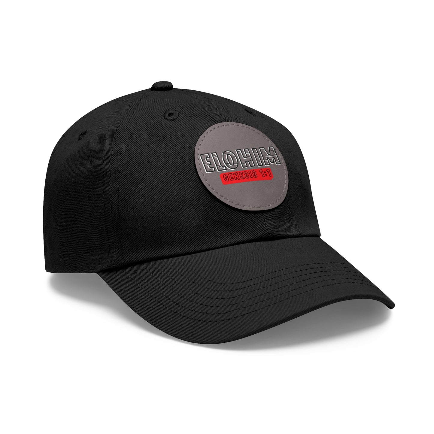 'ELOHIM, GENESIS 1:1- Stylish Dad Hat with Leather Patch | a Unisex Gift, Casual Wear, Summer Accessory, Unique Outdoor Cap, Adjustable Sun Hat, Christian Gift
