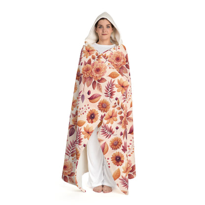 Autumn Blossom Hooded Sherpa Fleece Blanket