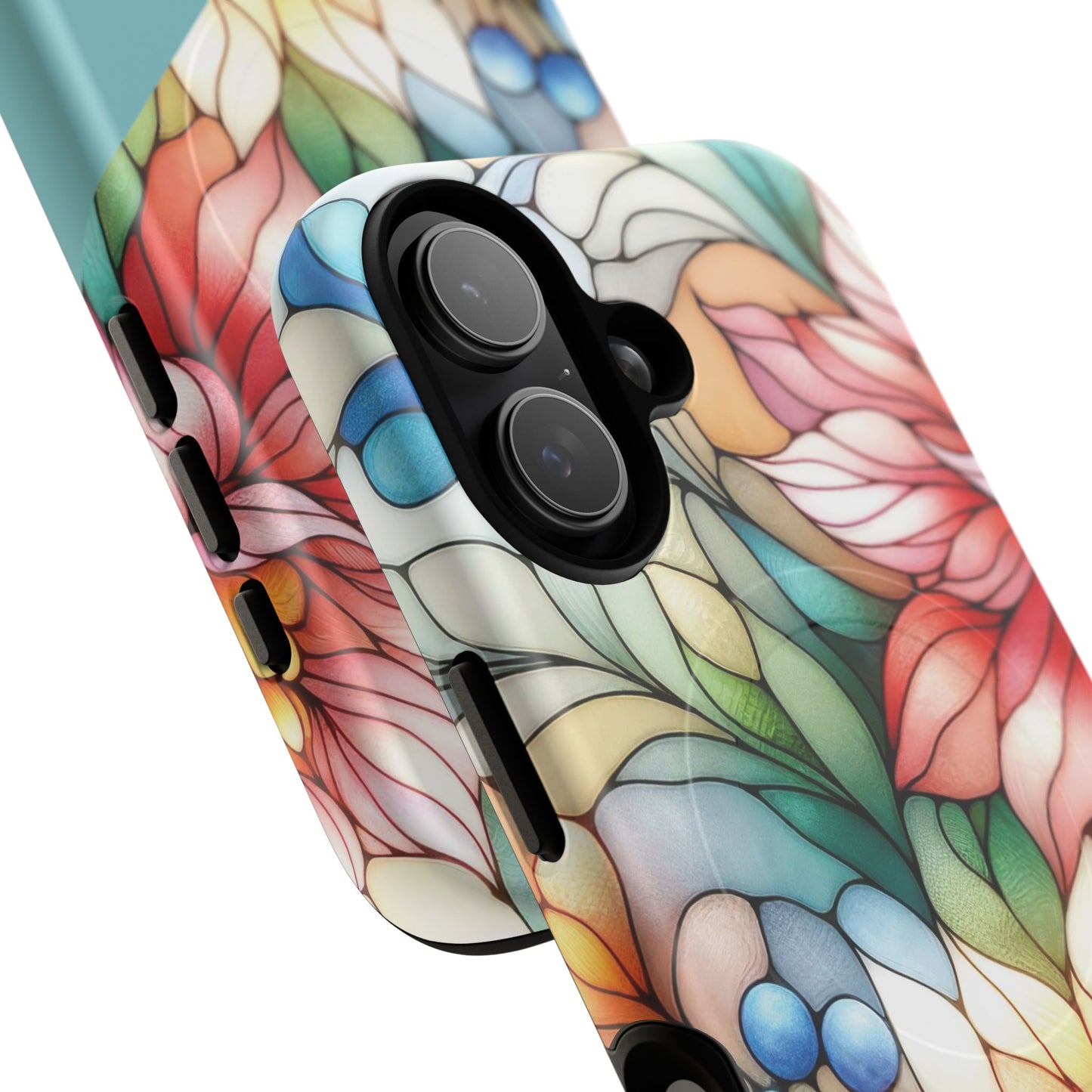 Personalized Radiant Gardenlight Stained Glass Tough MagSafe Magnetic Case, Vibrant Flower Cover, Durable Protective Case, Unique Gift for Her, Spring Elegance, iPhone® 13, 14, 15, 16, 17, Pro, Pro Max, Plus Cases.