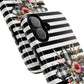 Grace in Bloom Tough Magnetic iPhone Case with Floral Cross Design, Boho iPhone Cover, Striped iPhone Case, Unique Religious Gift, Trendy Cell iPhone Accessory.