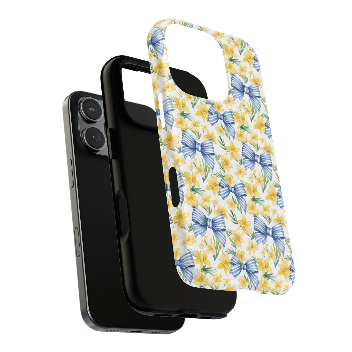 Sunshine Blue Coquette Bows Tough iPhone Magnetic Case for iPhones, Cute iPhone Cover, Spring Gift, Durable Case, Custom iPhone Protection