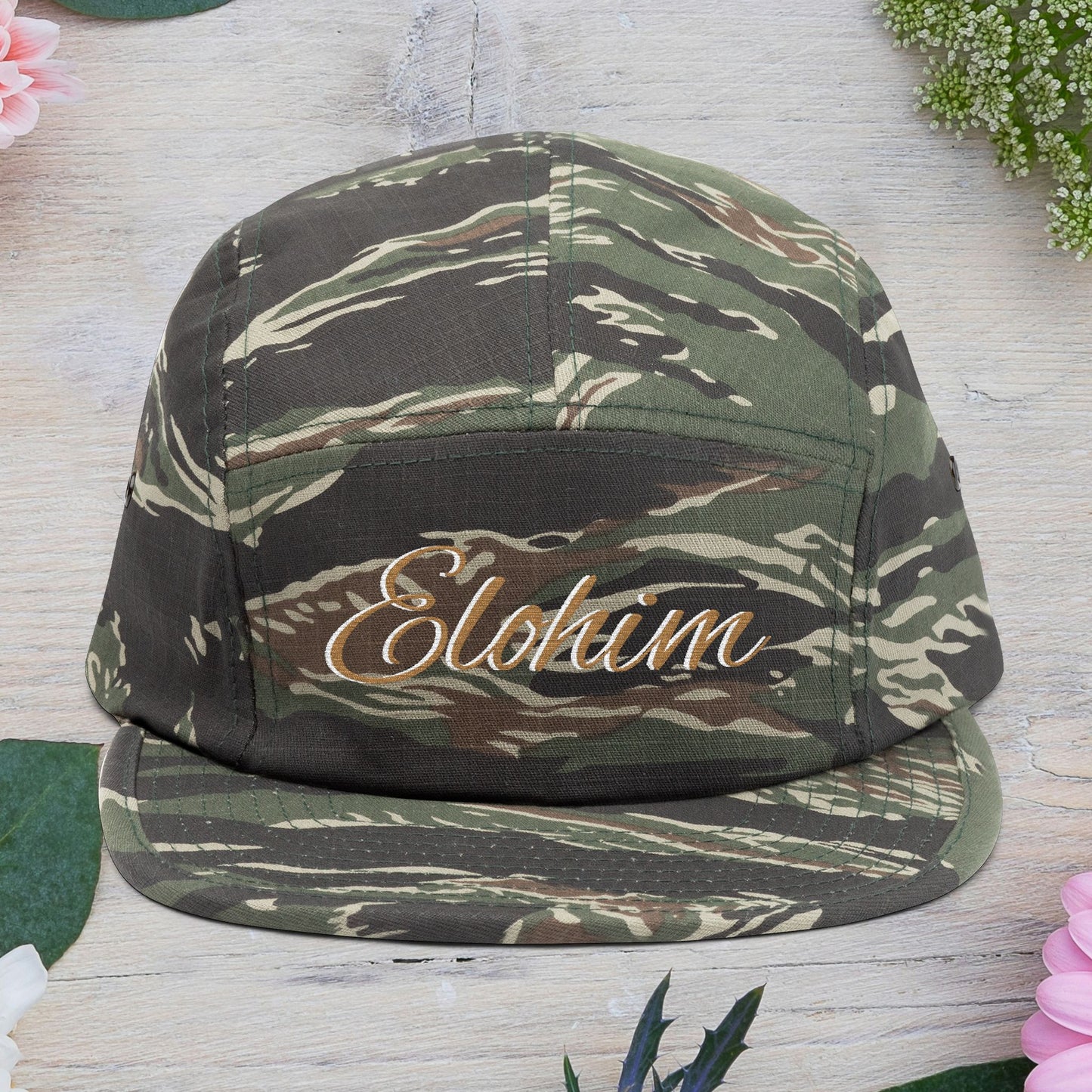 Embroidered 'ELOHIM, GENESIS 1:1'  5 Panel Cap, Trendy Hat, Outdoor Gear, Streetwear Accessory, Unique Gift, Fashion Statement