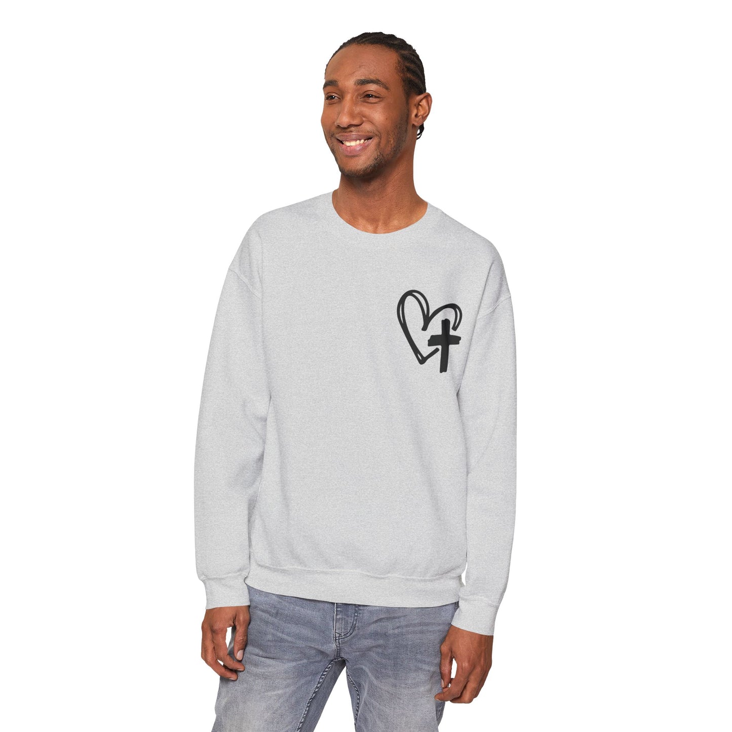 Faith and Floral Cross Unisex Heavy Blend Crewneck